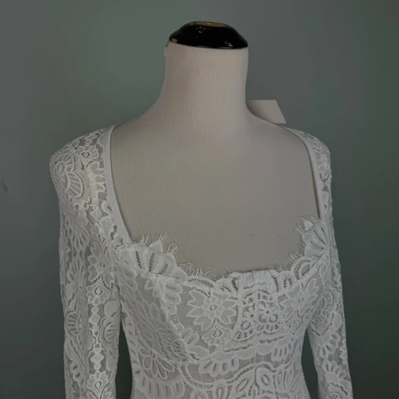 White Lace Sheer Bodysuit - Picture 2 of 7